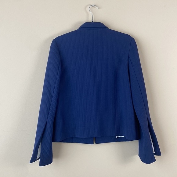 Creatures of the Wind Ribbed Navy Blue Blazer Jacket Split Bell Sleeve sz 2 - Picture 6 of 11